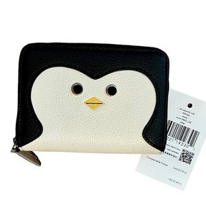Kate Spade Morty Small Zip around Penguin Card Case, New With Tags
